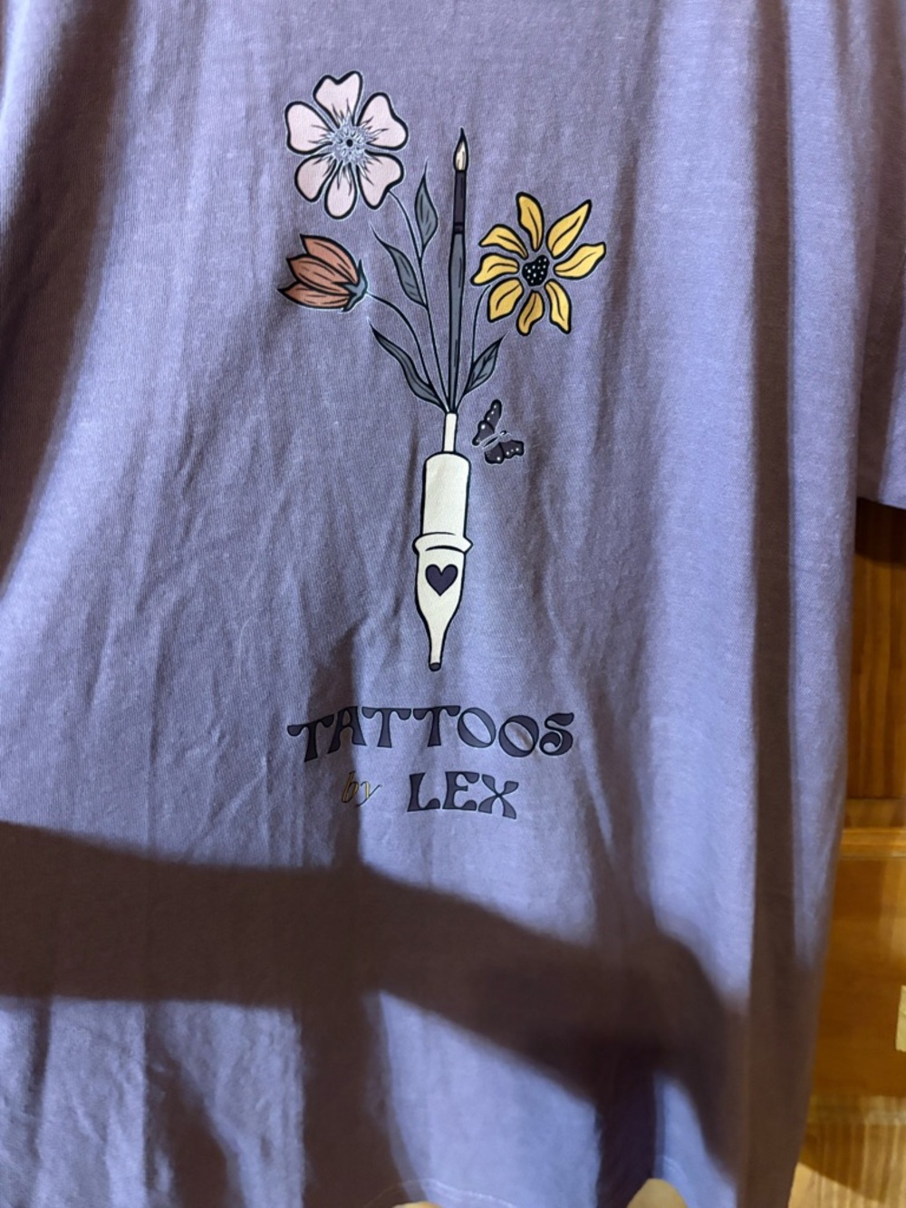 Comfort Colors Lavender Short Sleeve Tee with Floral Tattoo Graphic